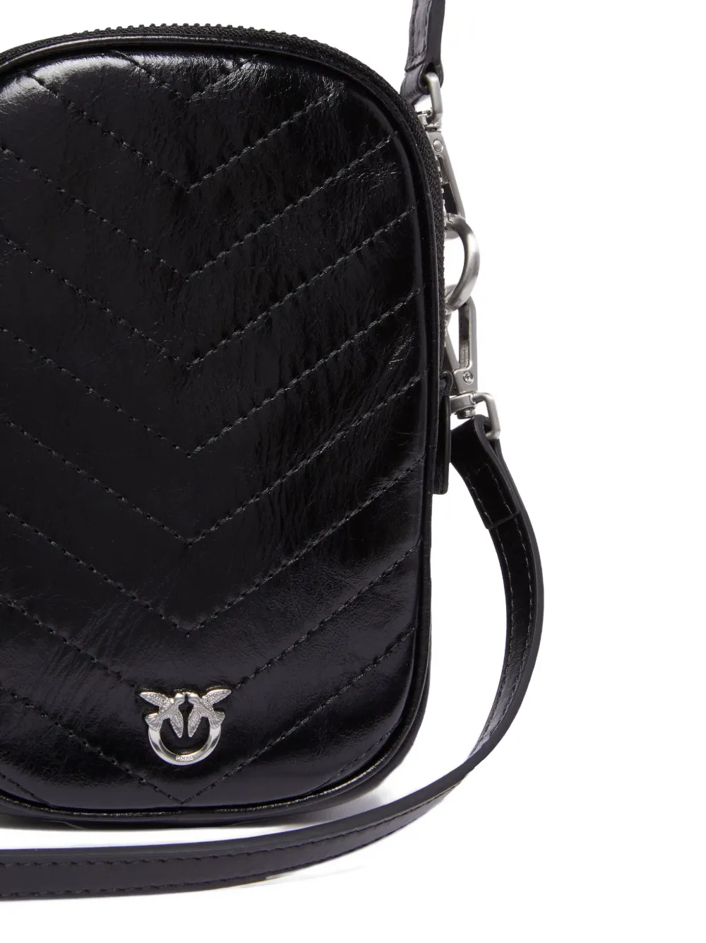 PINKO Leren kleine tas met chevron streep Zwart