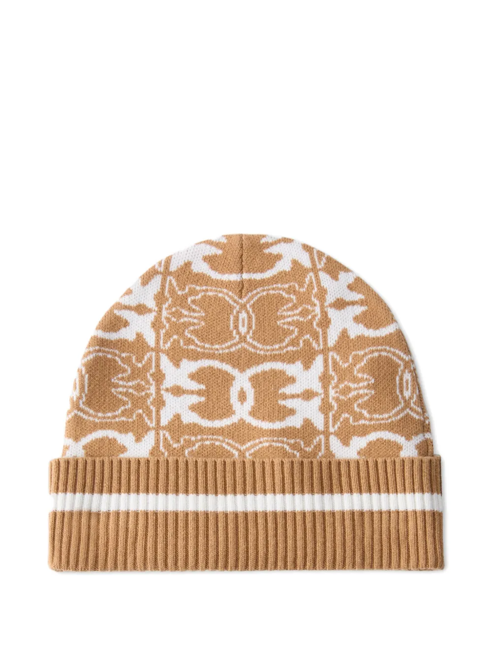 PINKO Love Birds-pattern ribbed beanie | Brown | Image 1