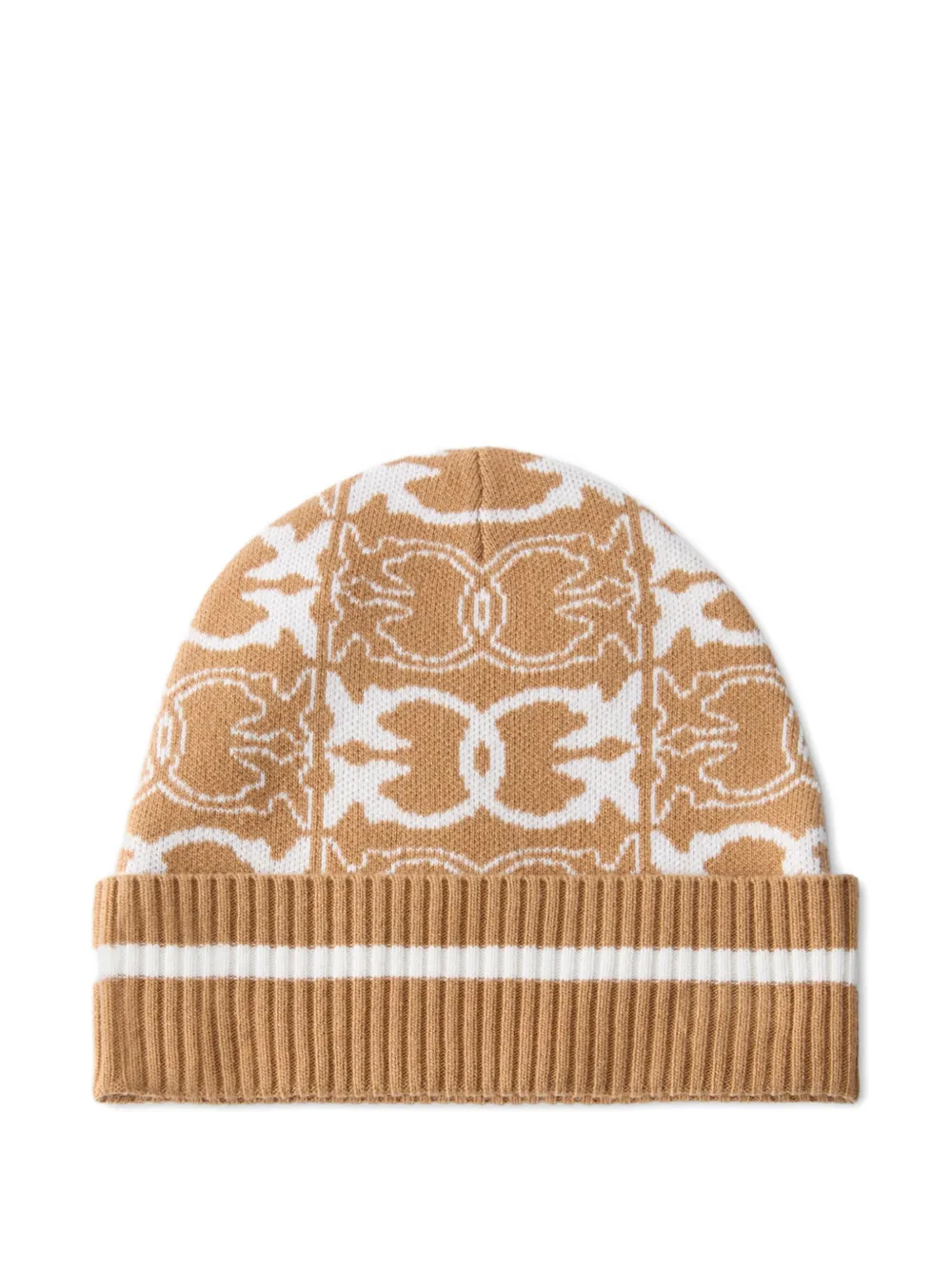 PINKO Geribbelde muts met patroon - Bruin