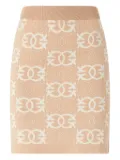 PINKO knitted logo-pattern straight skirt - Neutrals