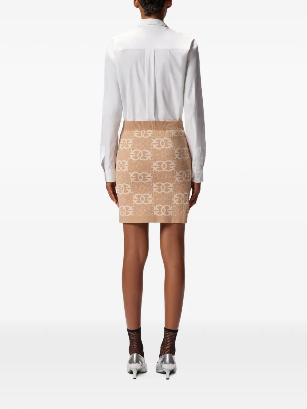 PINKO Gebreide straight rok met logopatroon Beige