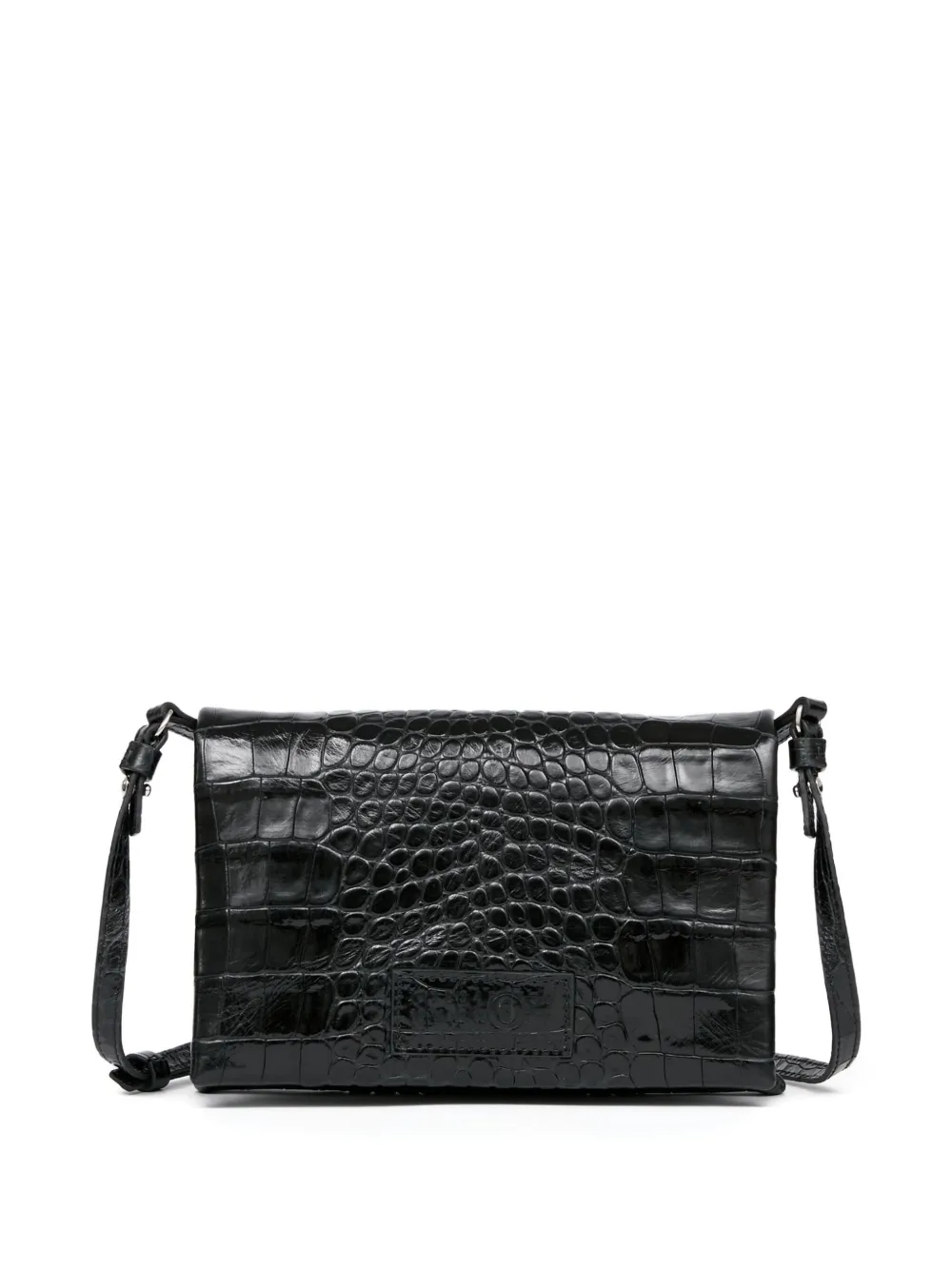 Mm6 Maison Margiela Small Croco-embossed Shoulder Bag In Black