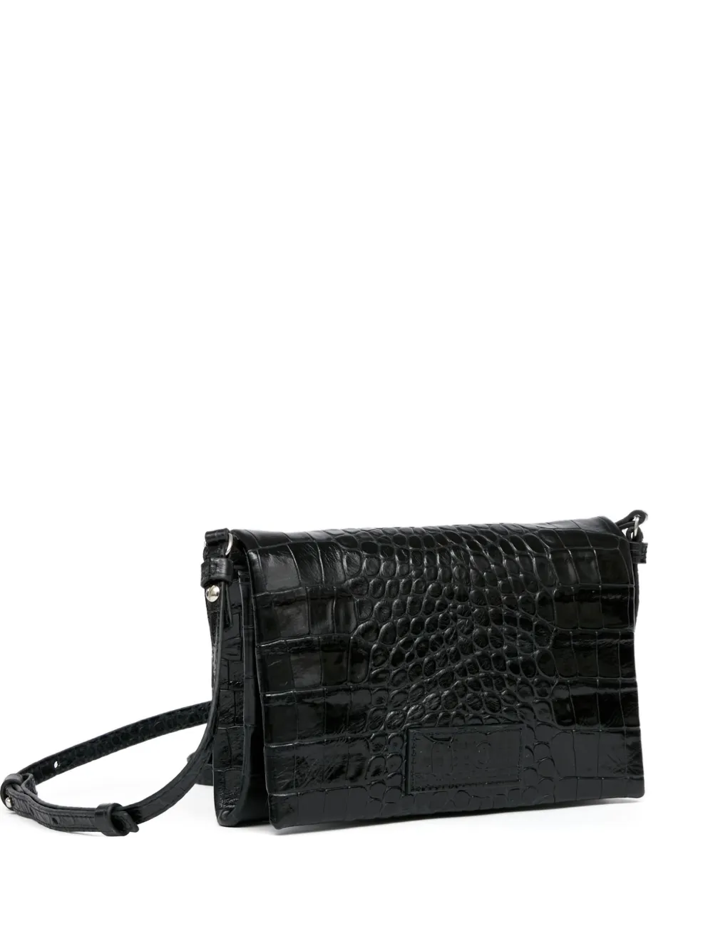 Mm6 Maison Margiela Small Croco-embossed Shoulder Bag In Black