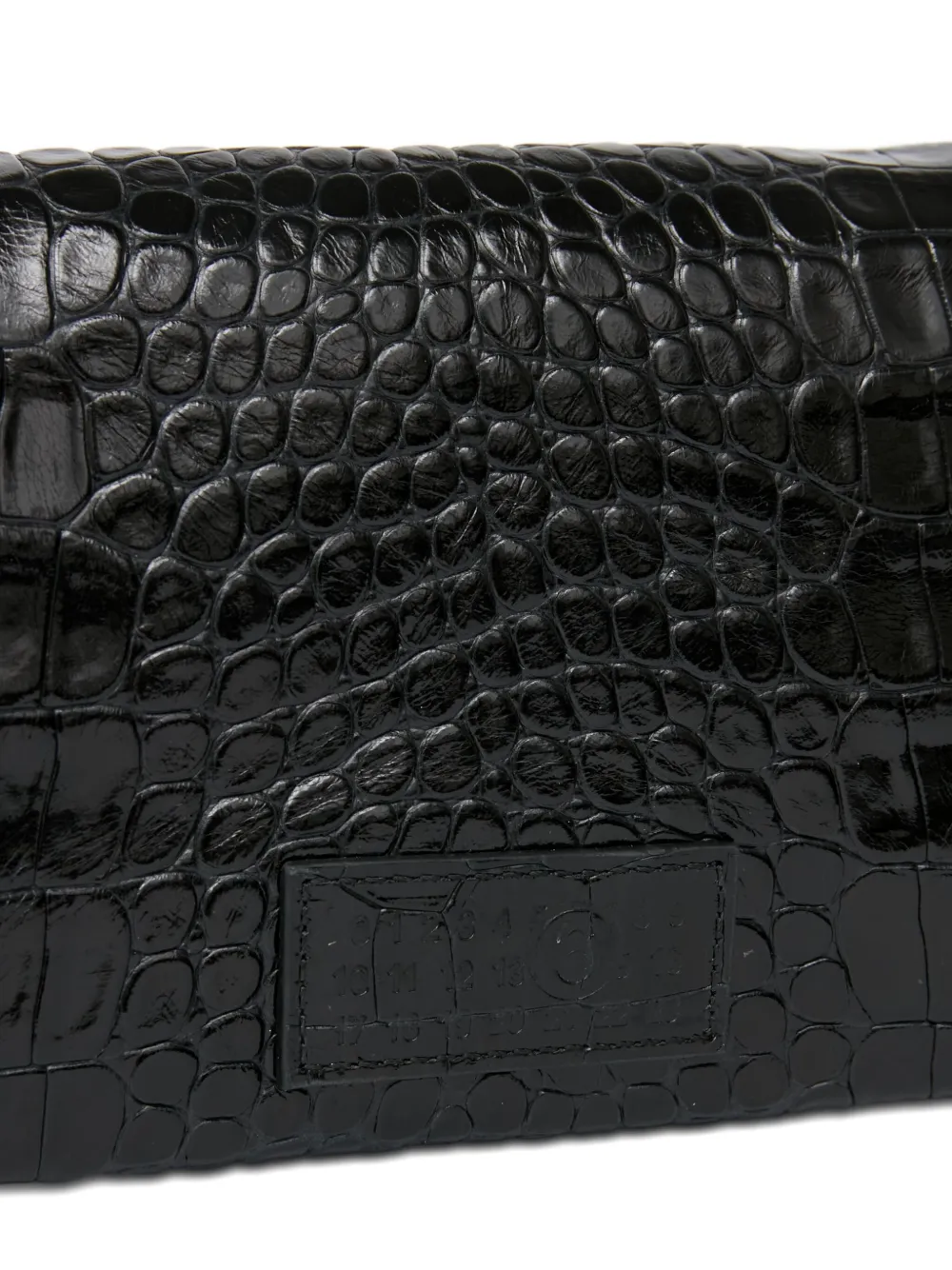 Mm6 Maison Margiela Small Croco-embossed Shoulder Bag In Black