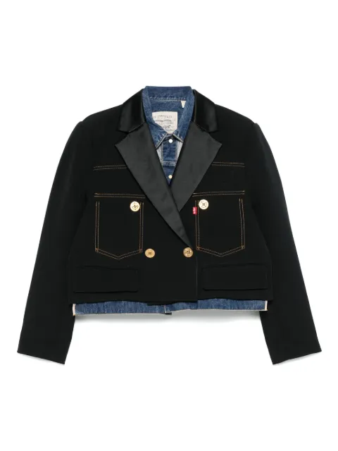 sacai double-breasted denim blazer