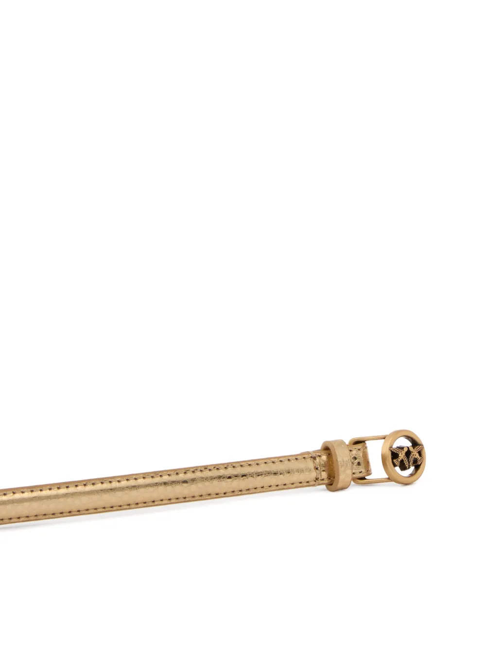 Pinko Thin Belt In Laminated Tumbled Leather 1 Cm In Gold