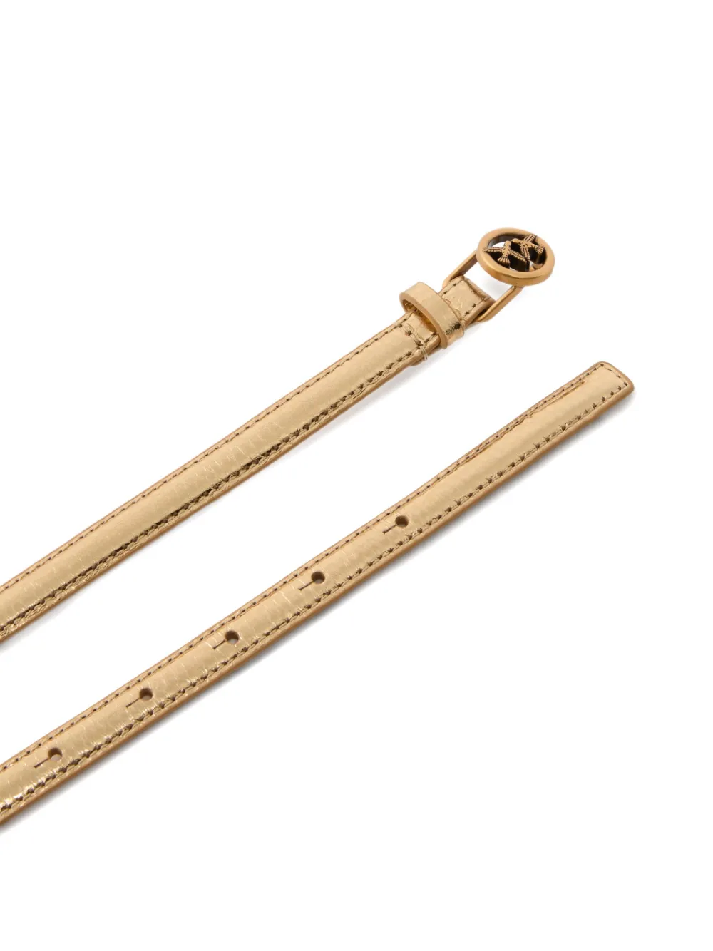 Pinko Thin Belt In Laminated Tumbled Leather 1 Cm In Gold