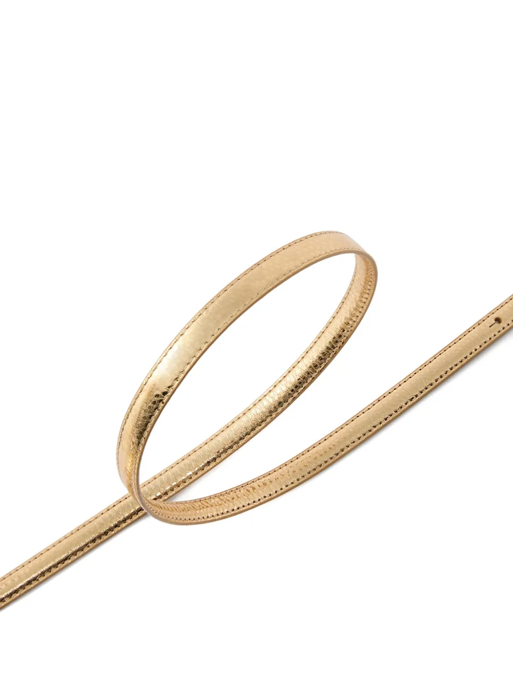 Pinko Thin Belt In Laminated Tumbled Leather 1 Cm In Gold