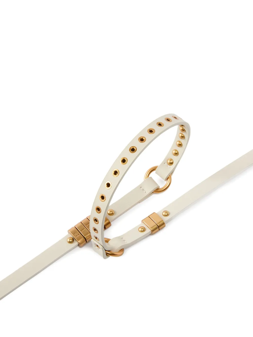 Pinko 1.2 Cm Leather Studded Belt In White