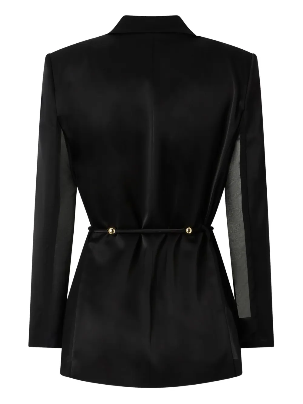 Pinko Glossy Satin Blazer With Belt And Sphere Accent In Black