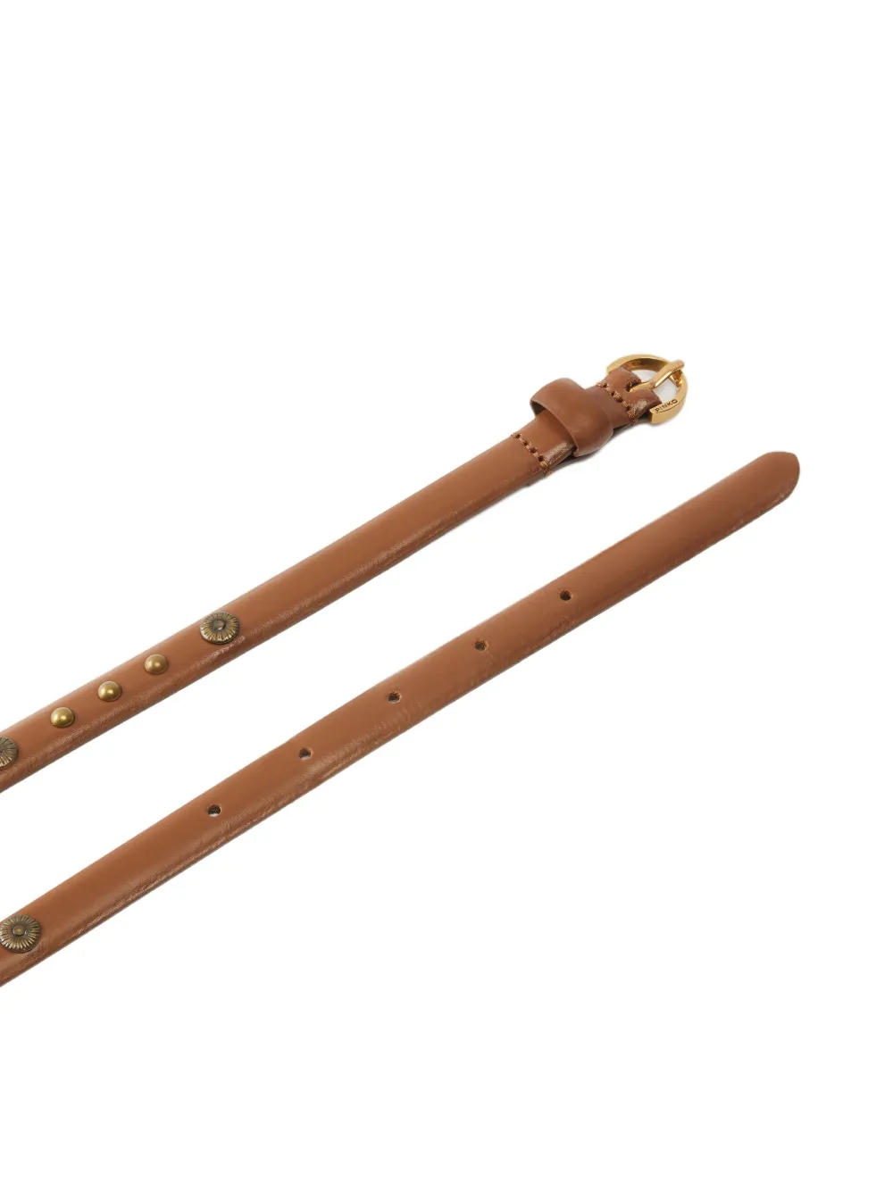 Pinko Studded Leather Belt In Brown