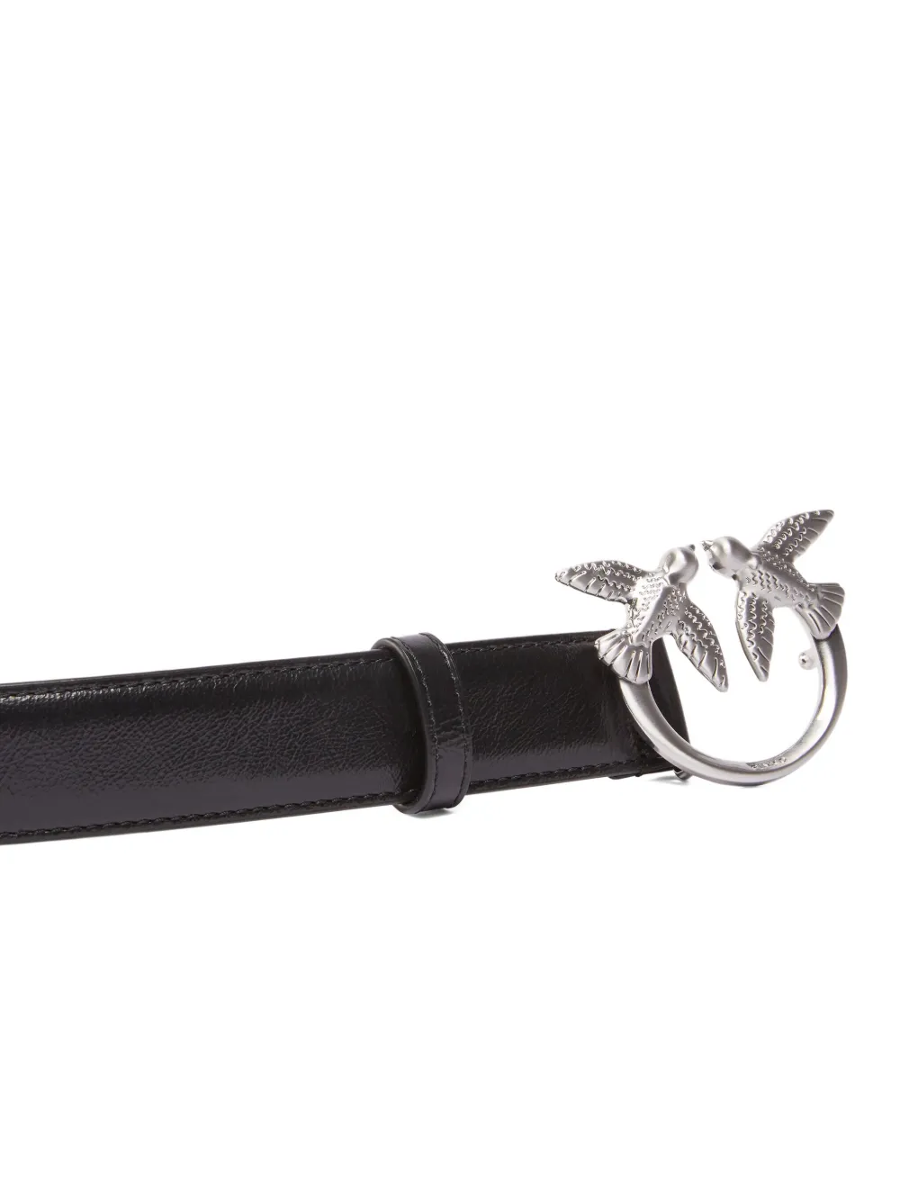 PINKO Love Berry bird-embellished leather belt Zwart