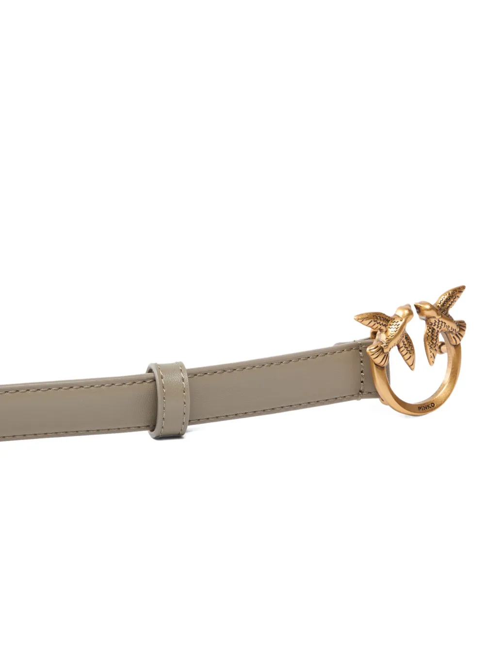 PINKO Love Birds leren gespriem Beige