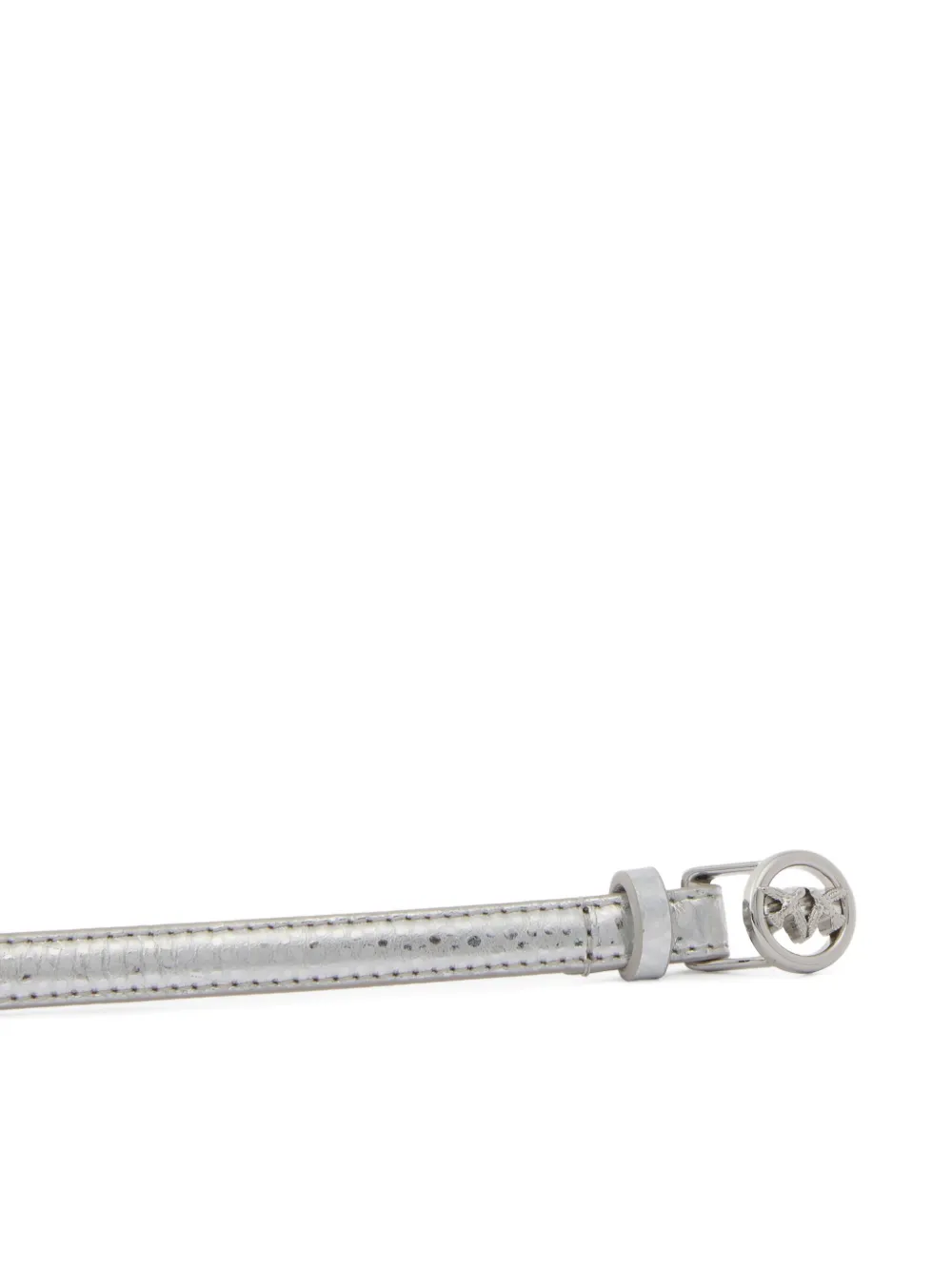 Pinko Thin Belt In Laminated Tumbled Leather 1 Cm In Metallic