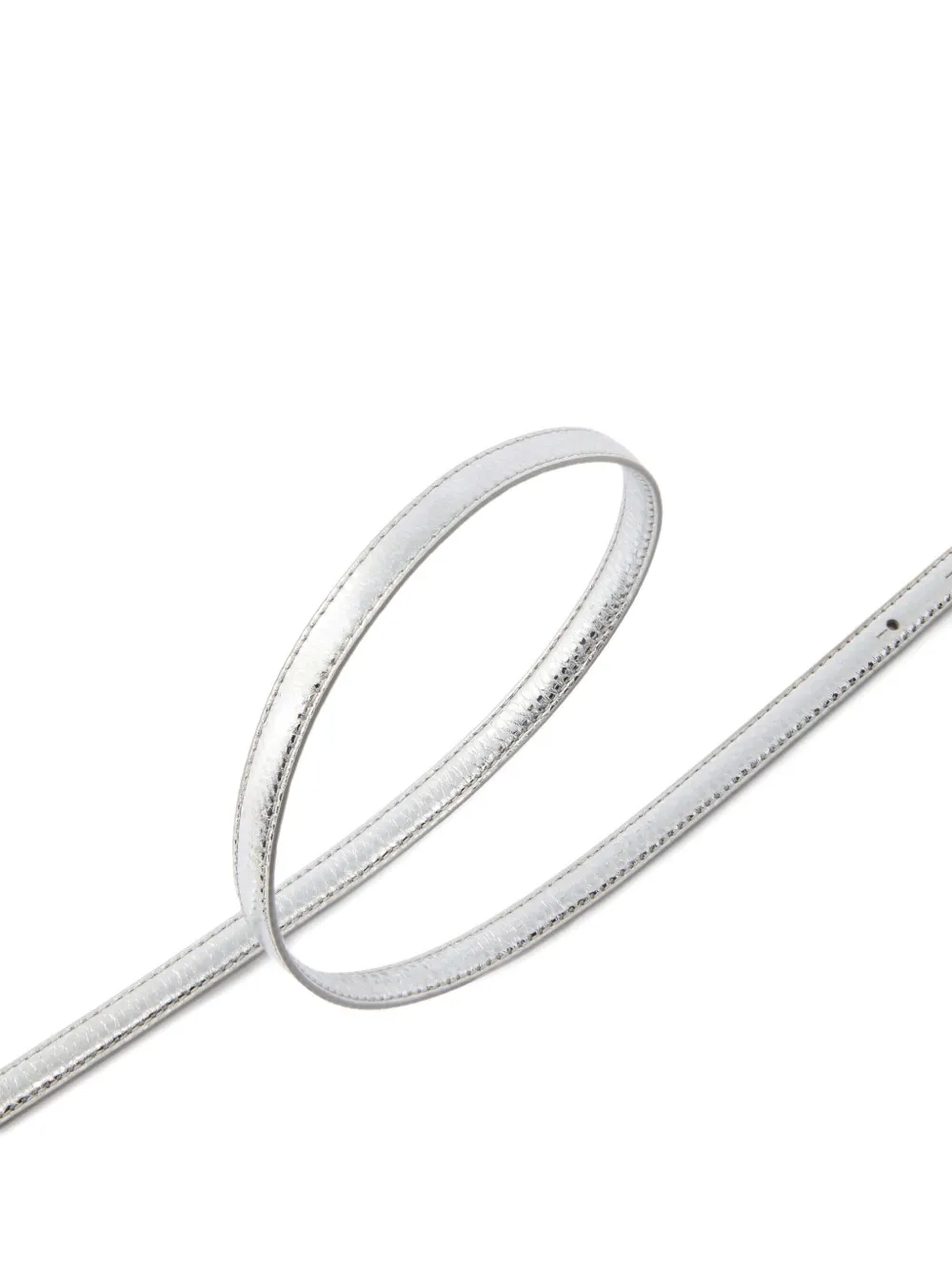 Pinko Thin Belt In Laminated Tumbled Leather 1 Cm In Metallic