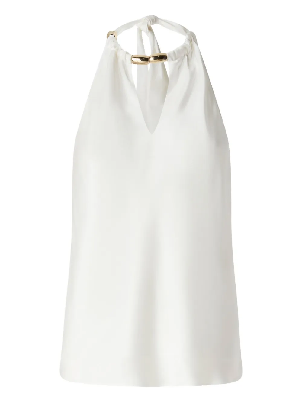 Pinko Halter-neck Gold-tone Detail Blouse In White