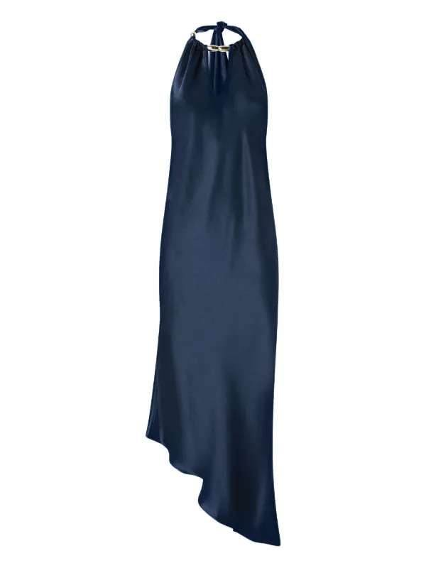 PINKO Halterneck Asymmetric Midi Dress | Blue | FARFETCH