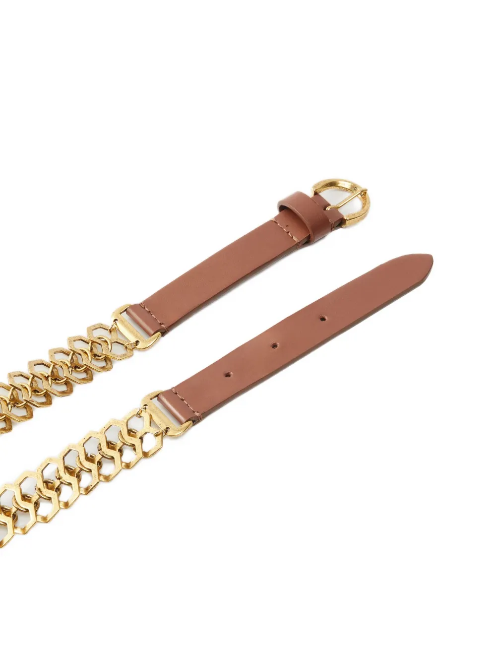 Pinko Leather Chain-link Belt In Brown