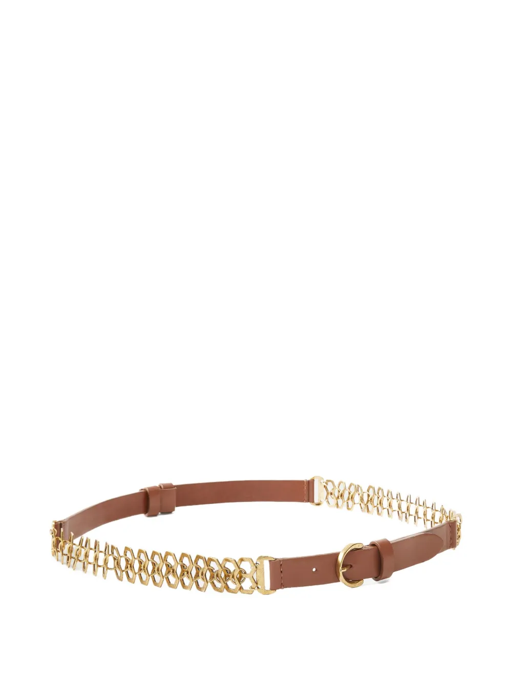 Pinko Leather Chain-link Belt In Brown