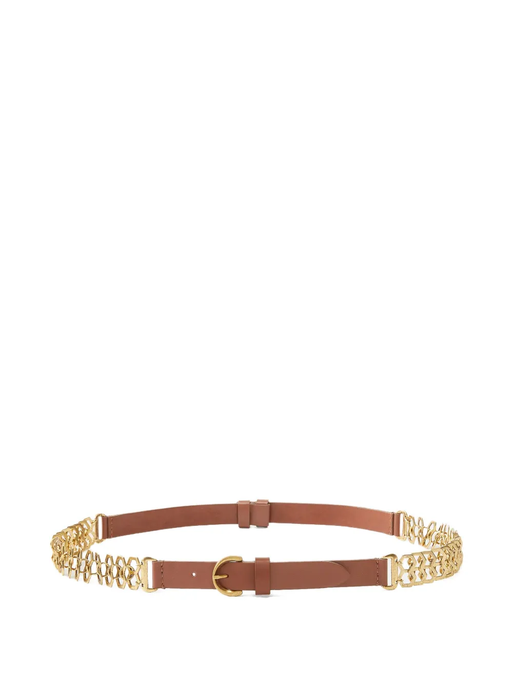 Pinko Leather Chain-link Belt In Neutral
