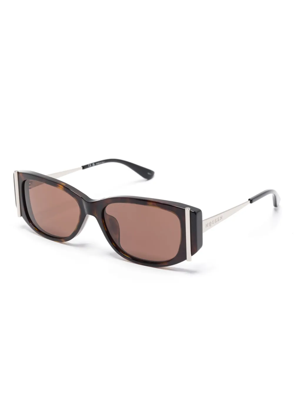 Alexander McQueen Eyewear Zonnebril met ovalen montuur Bruin