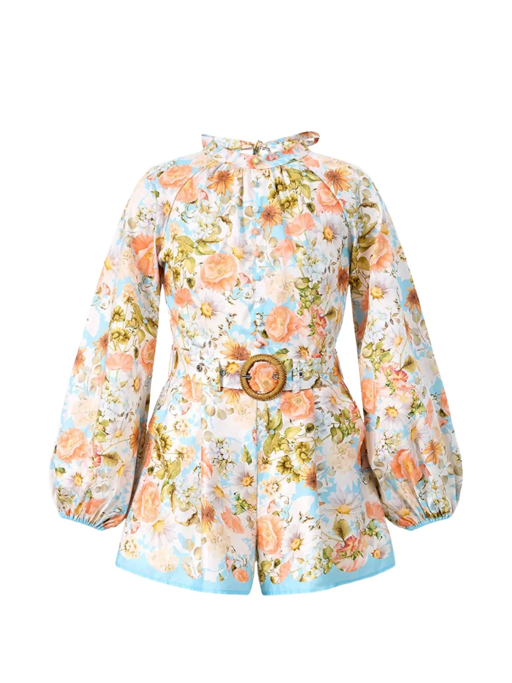MARLO long-sleeve floral playsuit - Toni neutri