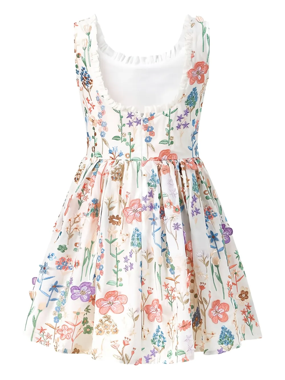 Marlo Serena Embroidered-ruffled Dress In White