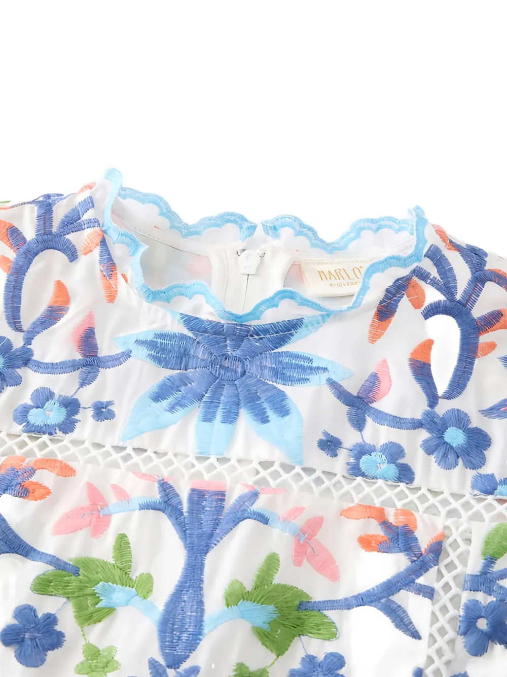 MARLO Joanna jurk met borduurwerk en ruches Wit