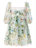 MARLO Mila embroidered puff-sleeve dress - Neutrals