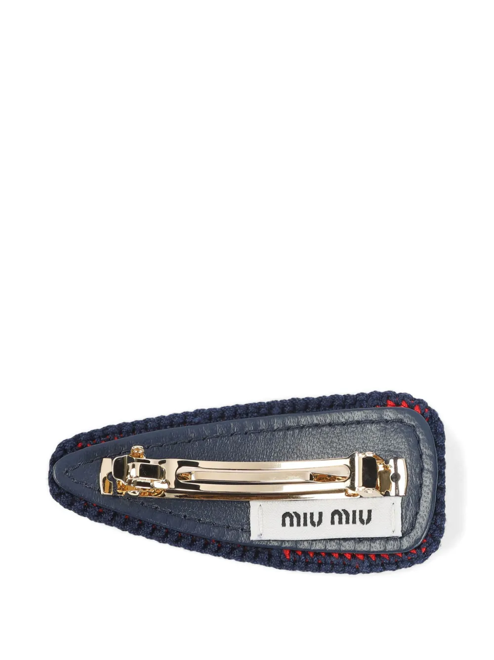 Miu crochet logo hair clip Wit