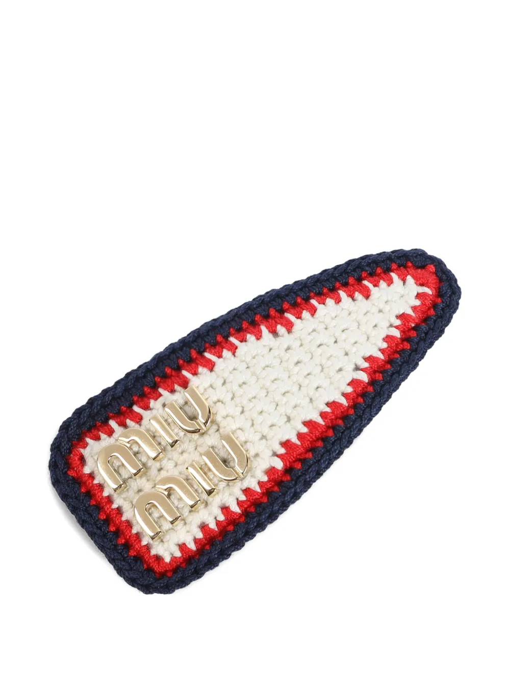 Miu crochet logo hair clip Wit
