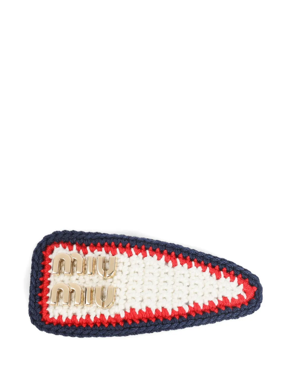 Miu crochet logo hair clip Wit