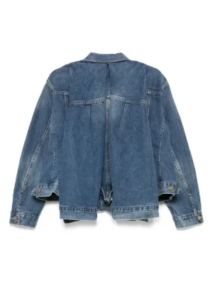 Sacai☆関税込☆デニムパネル フレイドブークレ ジャケット sacai 美品▽サカイ 20-02378M Wool Melton Denim Coat
