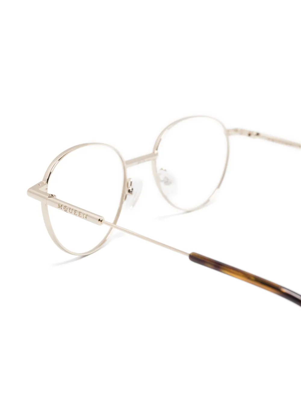 Alexander McQueen Eyewear Bril met rond montuur Goud
