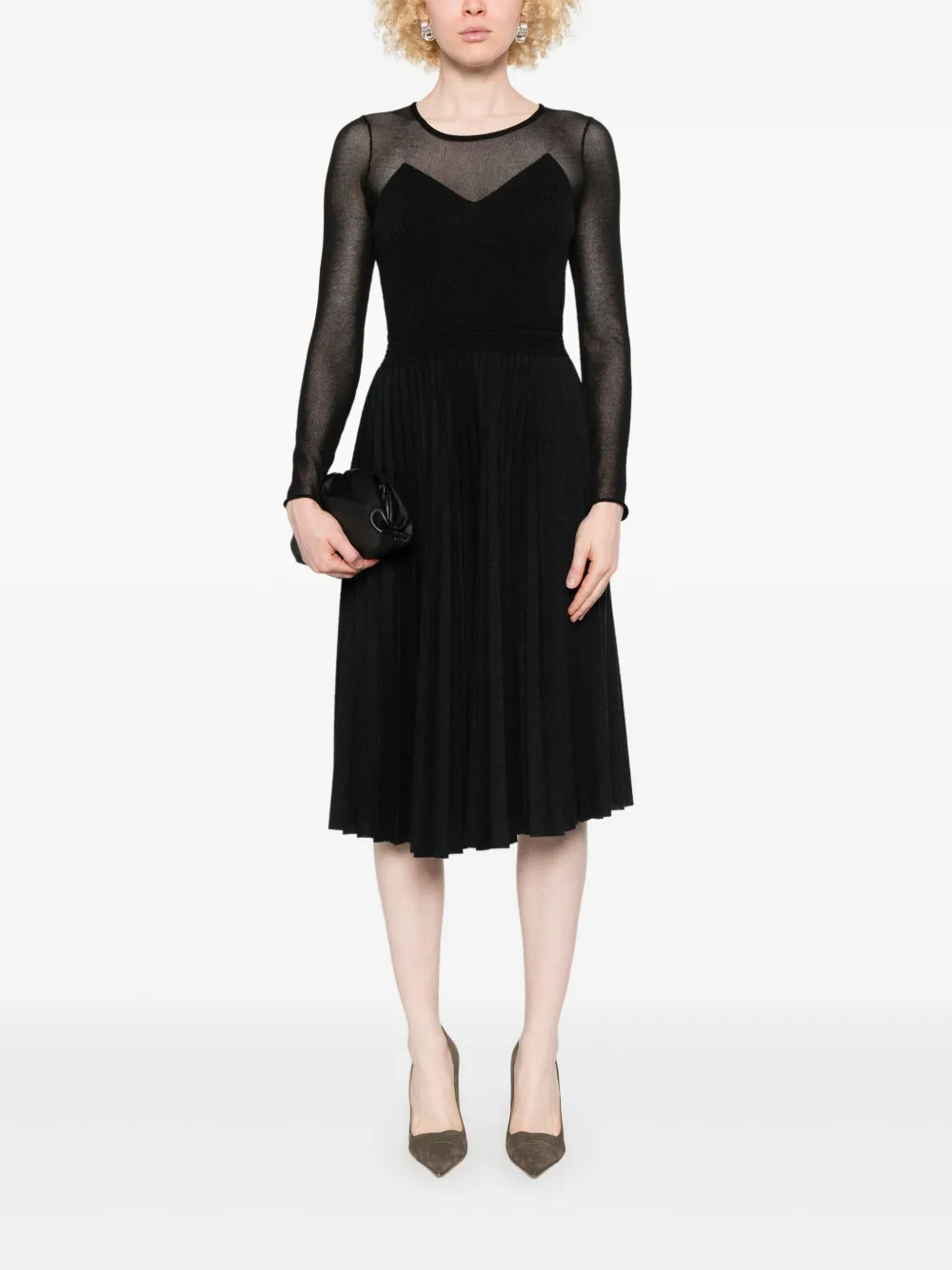 Shop Marccain Pleated Midi Dress