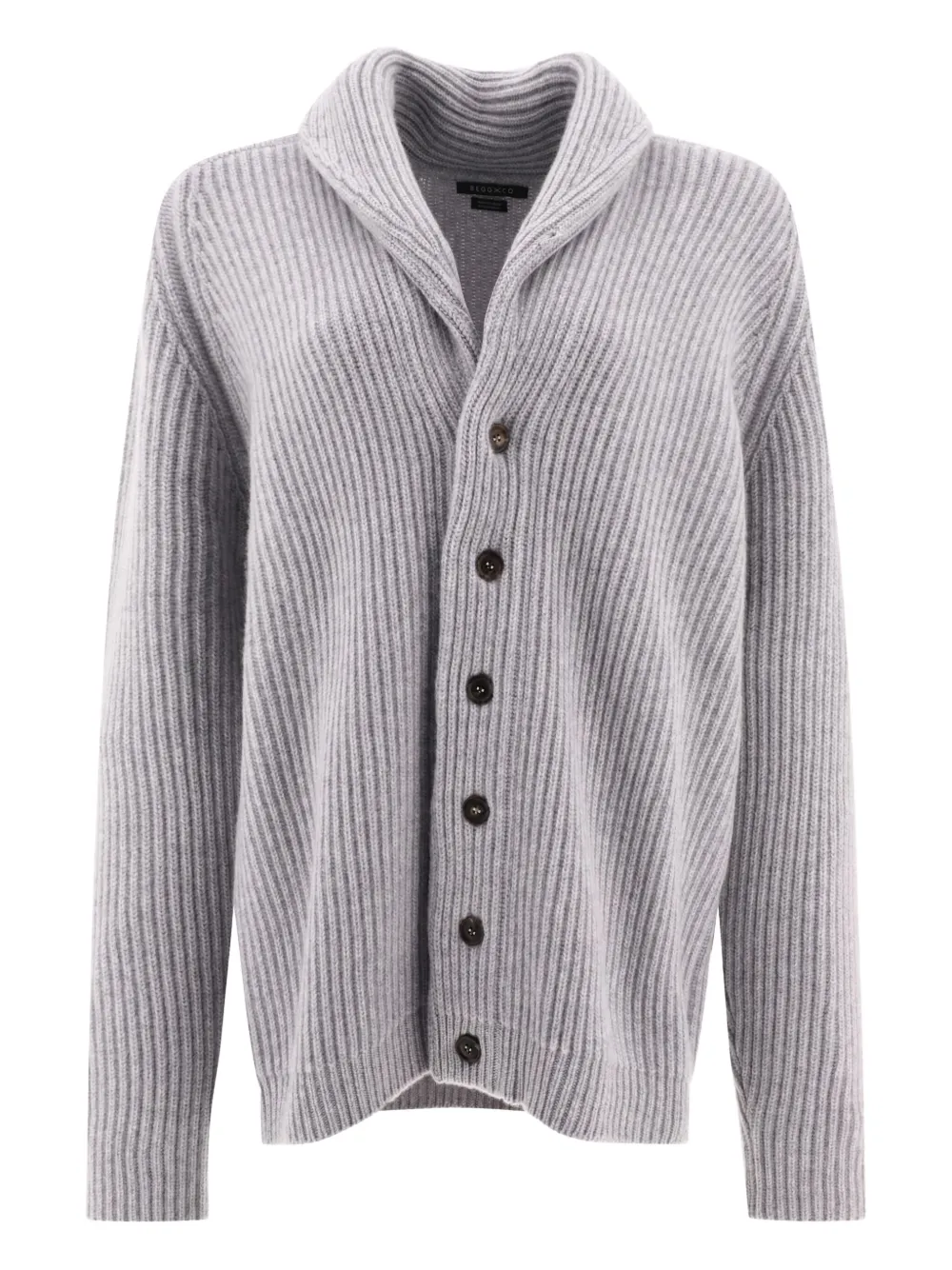 Yatch shawl-collar ribbed cardigan