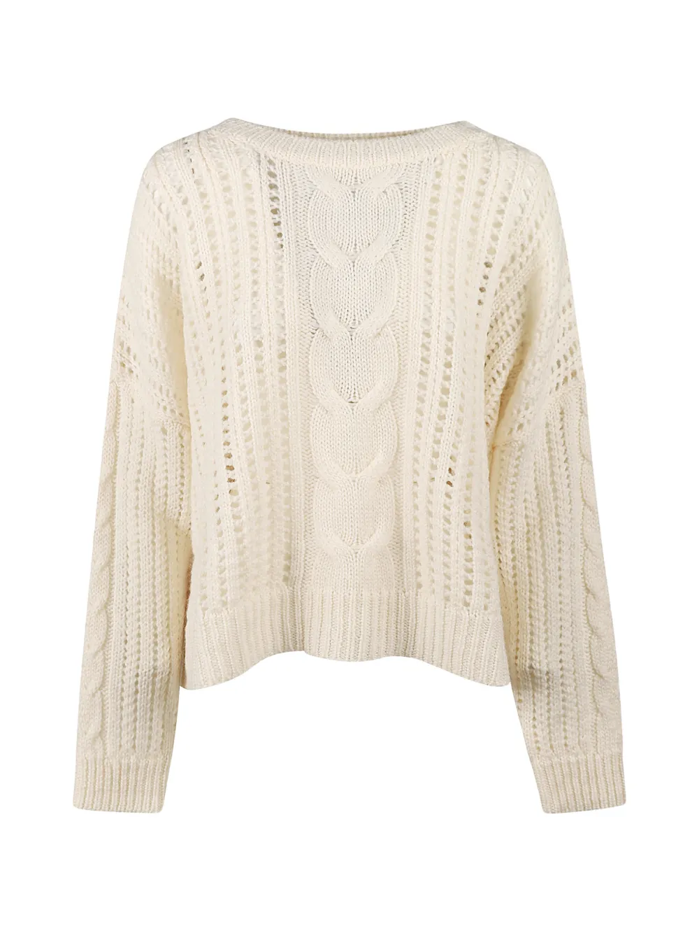  Weekend Max Mara Cable-knit Eyelet Sweater - White 