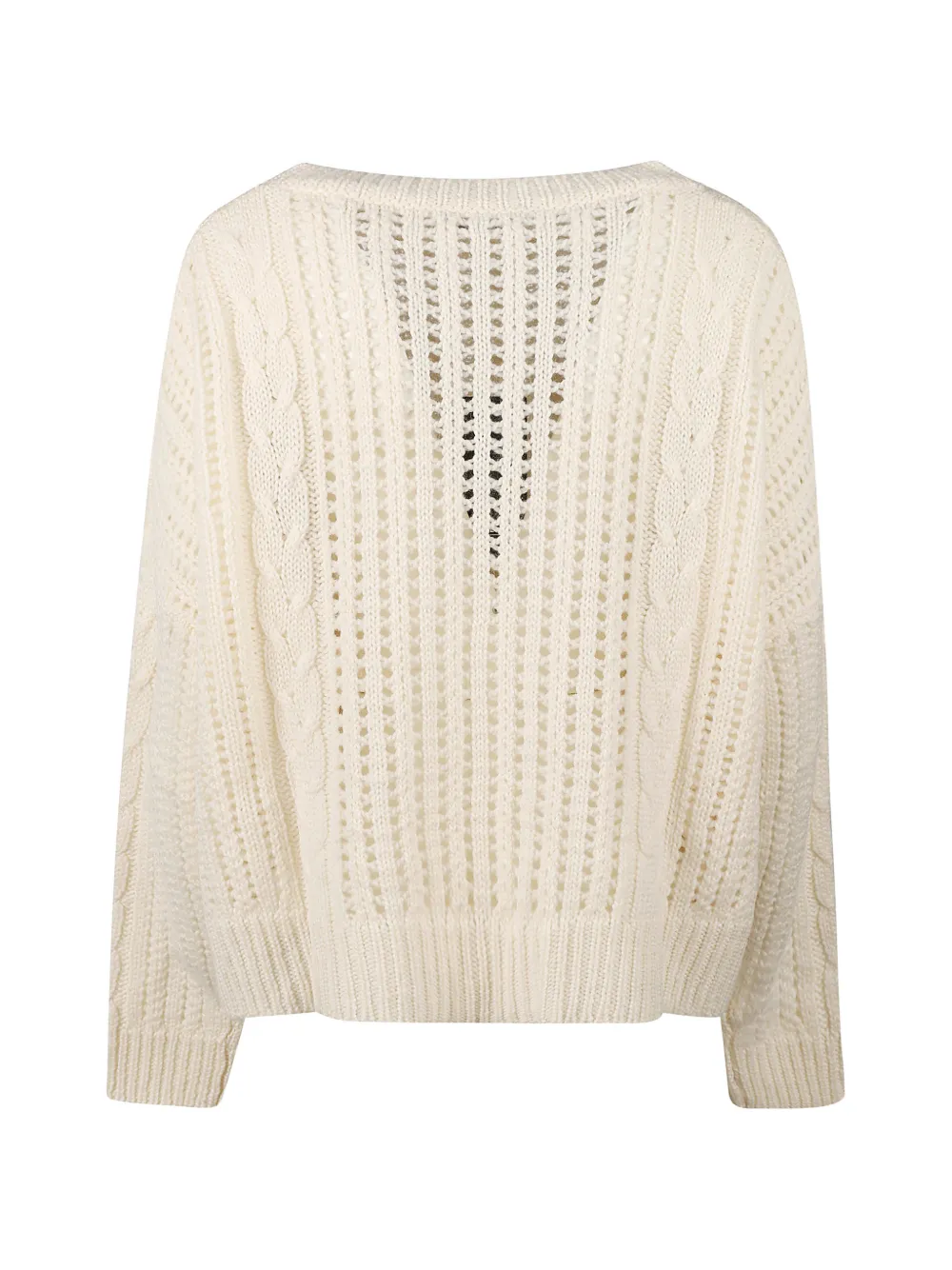  Weekend Max Mara Cable-knit Eyelet Sweater - White 