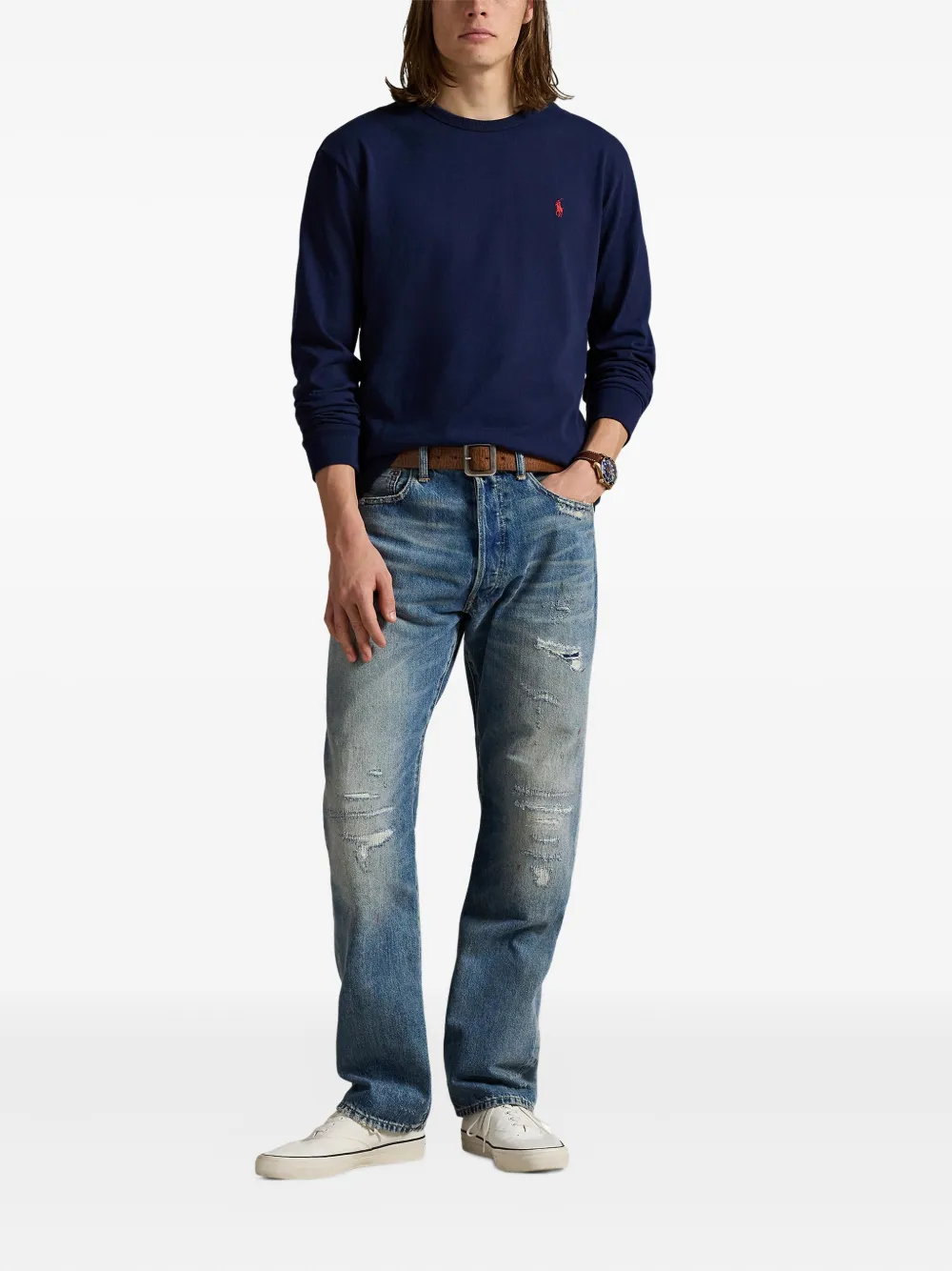 Polo Ralph Lauren Top met ronde hals en lange mouwen Blauw