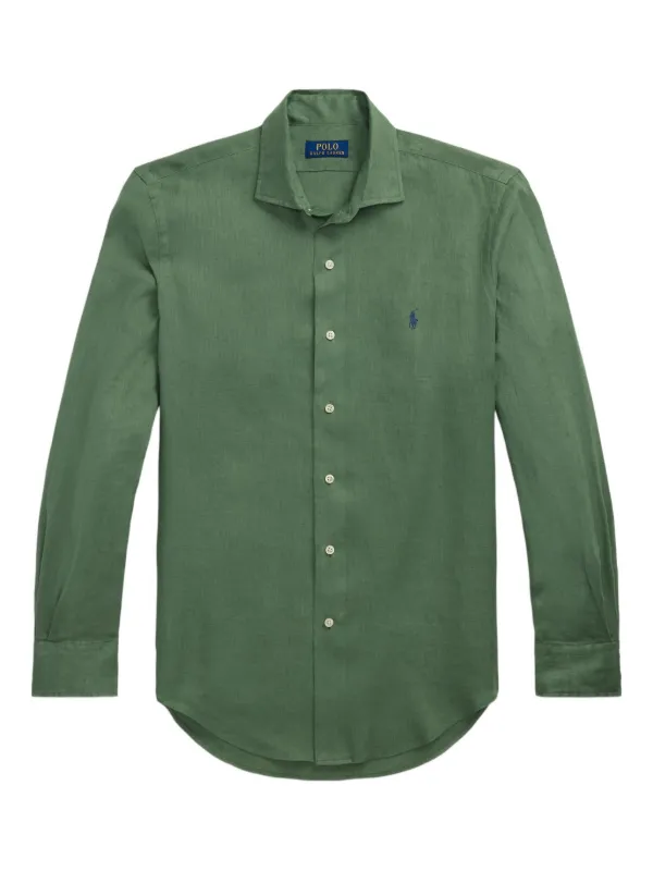 Polo Ralph Lauren Chemise En Lin à Boutonnière Vert FARFETCH FR