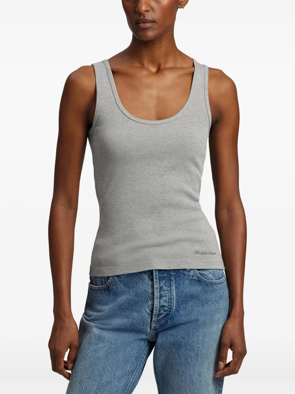 Ralph Lauren Collection Geribbelde tanktop Grijs