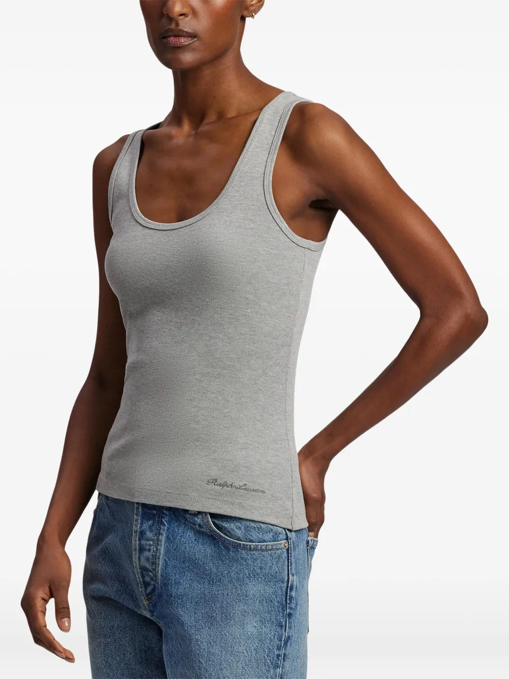 Ralph Lauren Collection Geribbelde tanktop Grijs