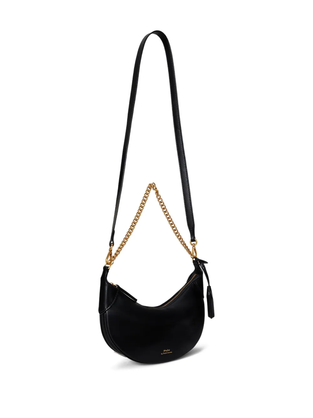 Polo Ralph Lauren Kleine leren crossbodytas met logoprint Zwart