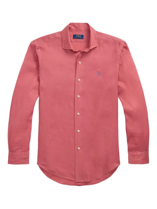 Polo Ralph Lauren Linen button-up Shirt Pink FARFETCH IN