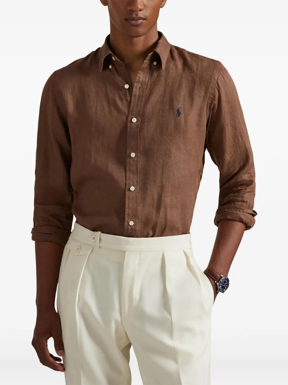 Polo Ralph Lauren Button-down linnen overhemd Bruin