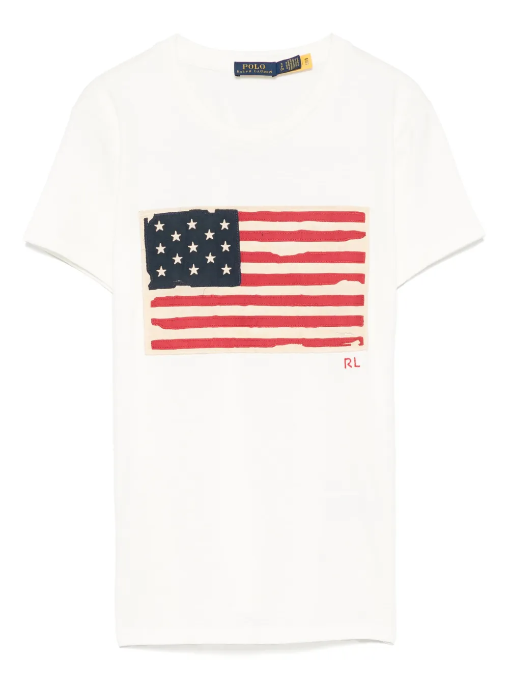 Polo Ralph Lauren flag-appliqué T-shirt - ホワイト Polo Ralph Lauren flag-appliqué T-shirt - ホワイト