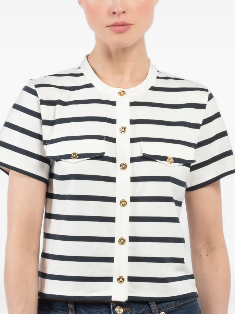 FRAME striped button-up T-shirt | White | Image 1