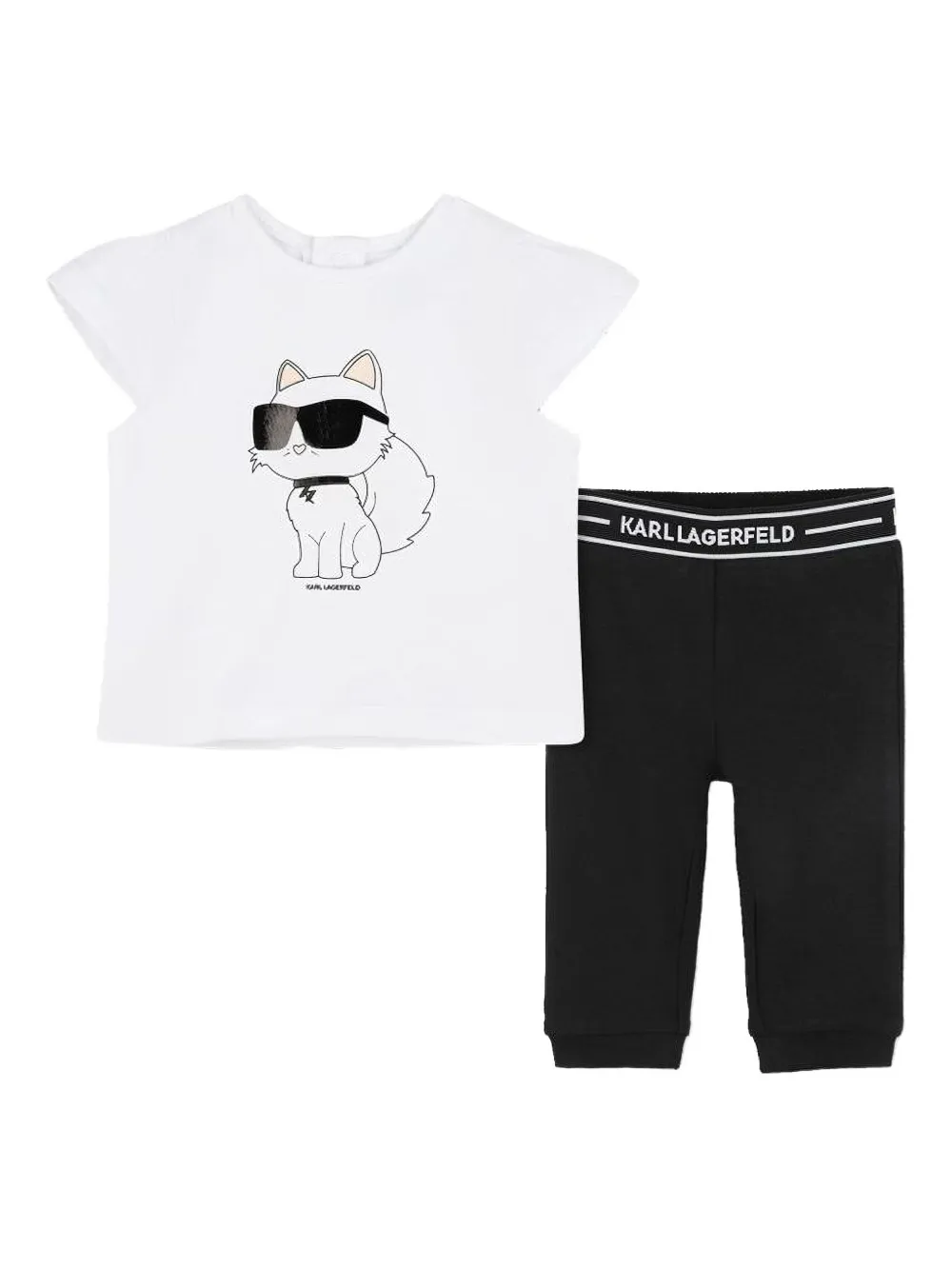 Karl Lagerfeld Kids Choupette print trouser set Wit