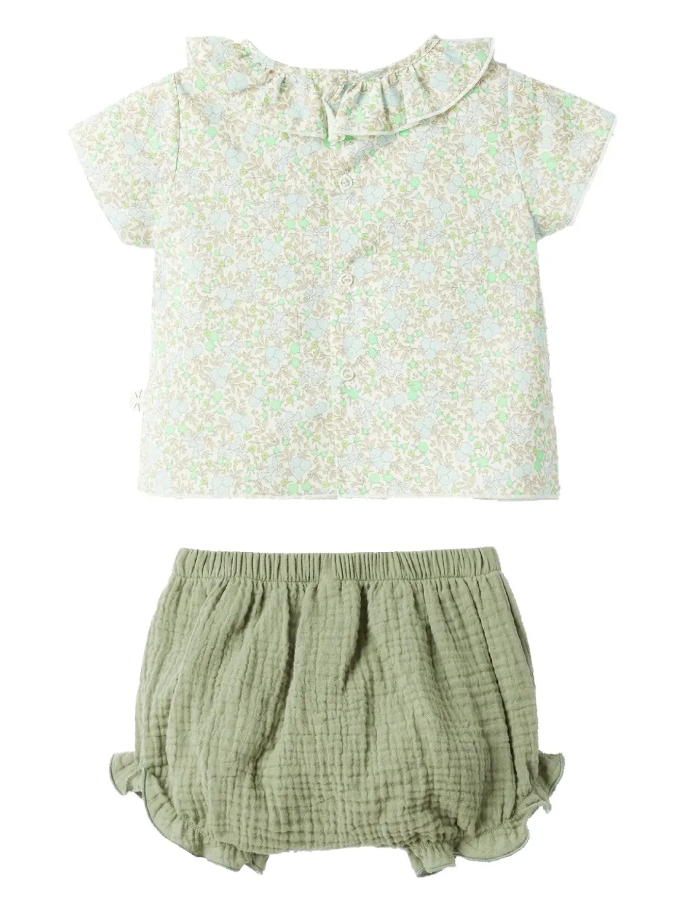 TEDDY & MINOU Babypakje met ruches en bloemenprint Groen