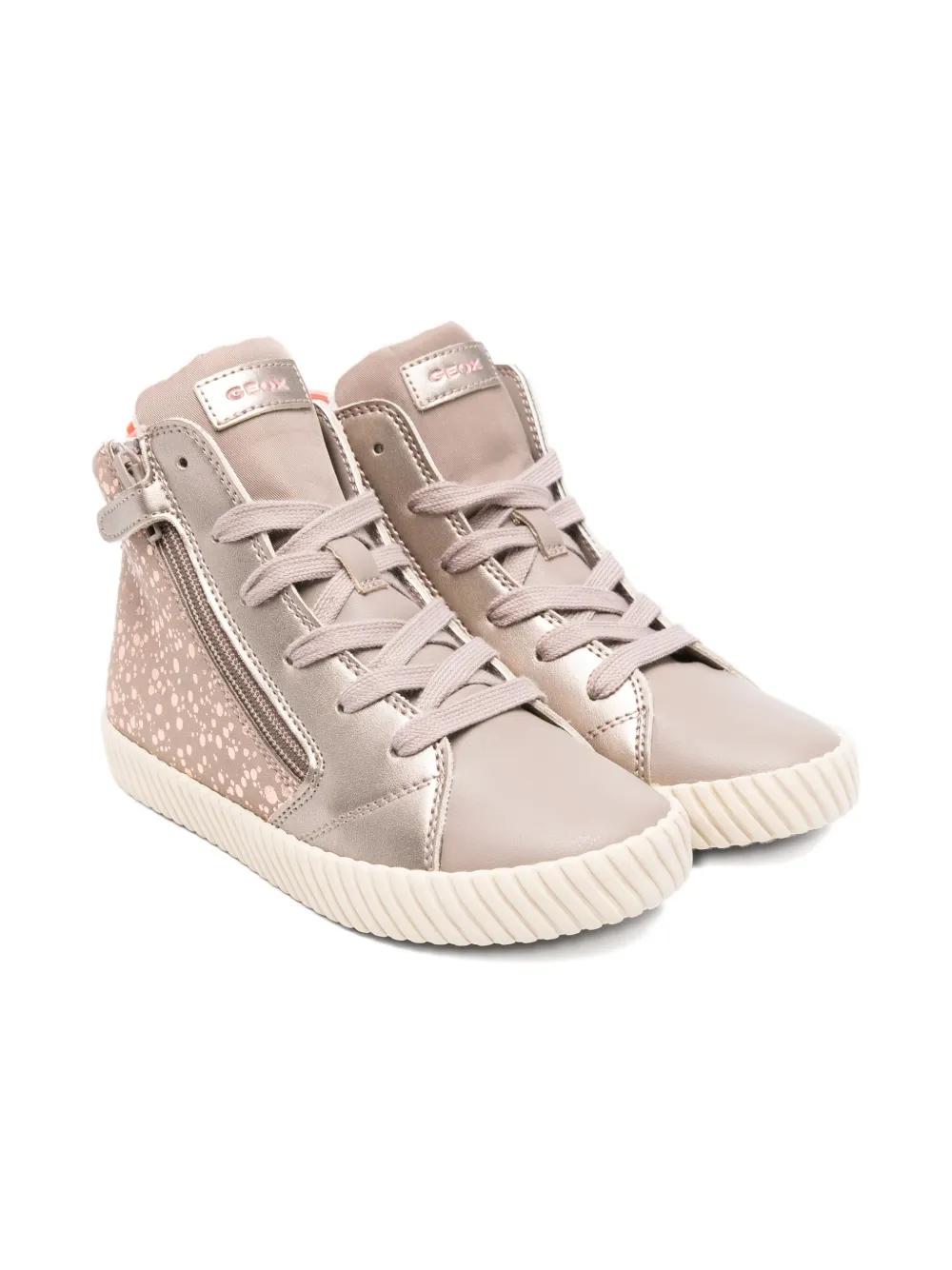 Geox Kids Mirrorless zip-fastening glitter high-top sneakers Neutrals